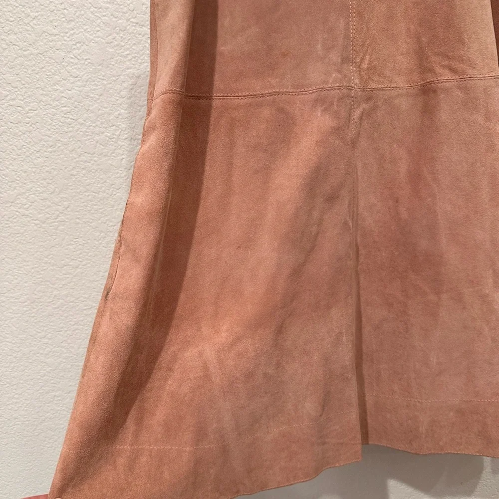Free People Tan Suede V-Neck Mini Dress Sleeveless A-Line Pockets‎ XS